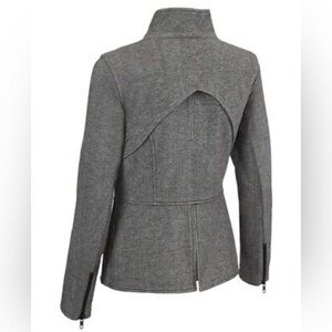 Small CAbi Heathered Grey Rebel Moto Asymmetrical Zip Up Jacket